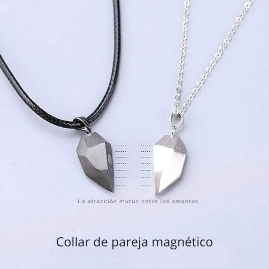 LEGENSTAR Collar para parejas con imán creativo de dos piedras